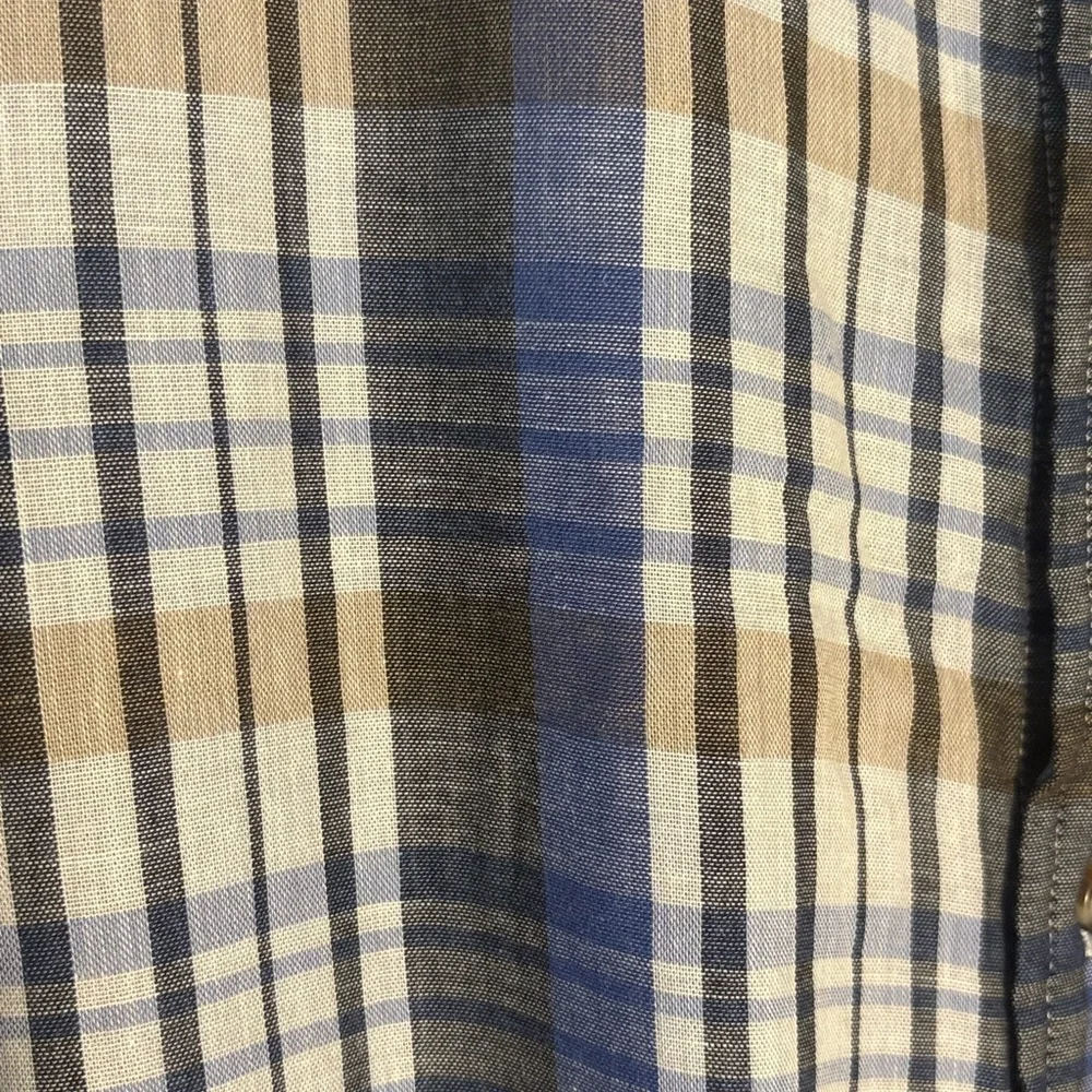 Preppy  Plaid Banana Republic Button Up Blue Long Sleeve Shirt Men’s Size XL